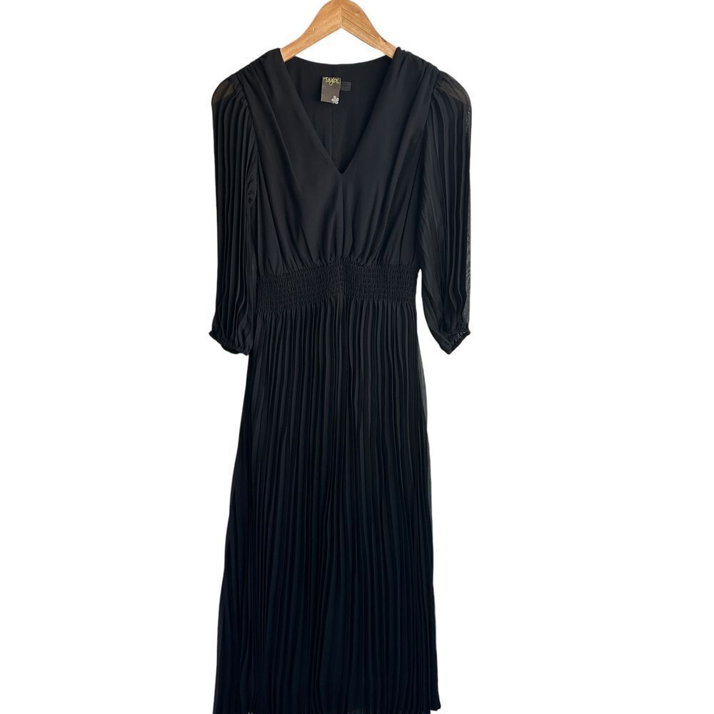 Just Taylor Dress Women's Pleated Midi Black Cocktail Size2 Party Witchcore Goth